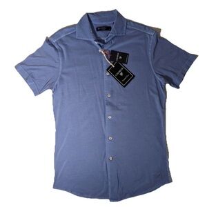 NEW Size S Mens Cremieux Classics Short Sleeve Button Front Shirt Cotton Indigo